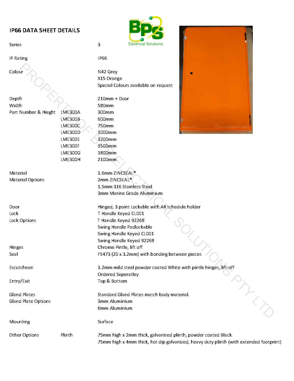 Electrical Enclosures IP66 300mm High to 2100 High